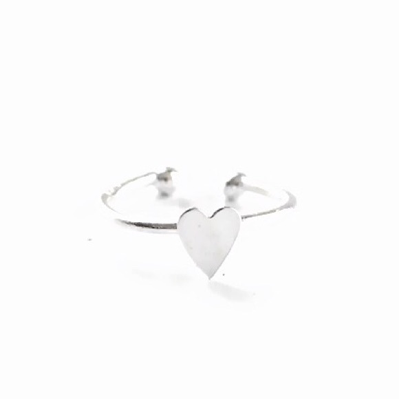 Cute 925 Sterling Silver Double Ball End Adjustable Heart Toe Midi Knuckle Ring - Picture 9 of 13